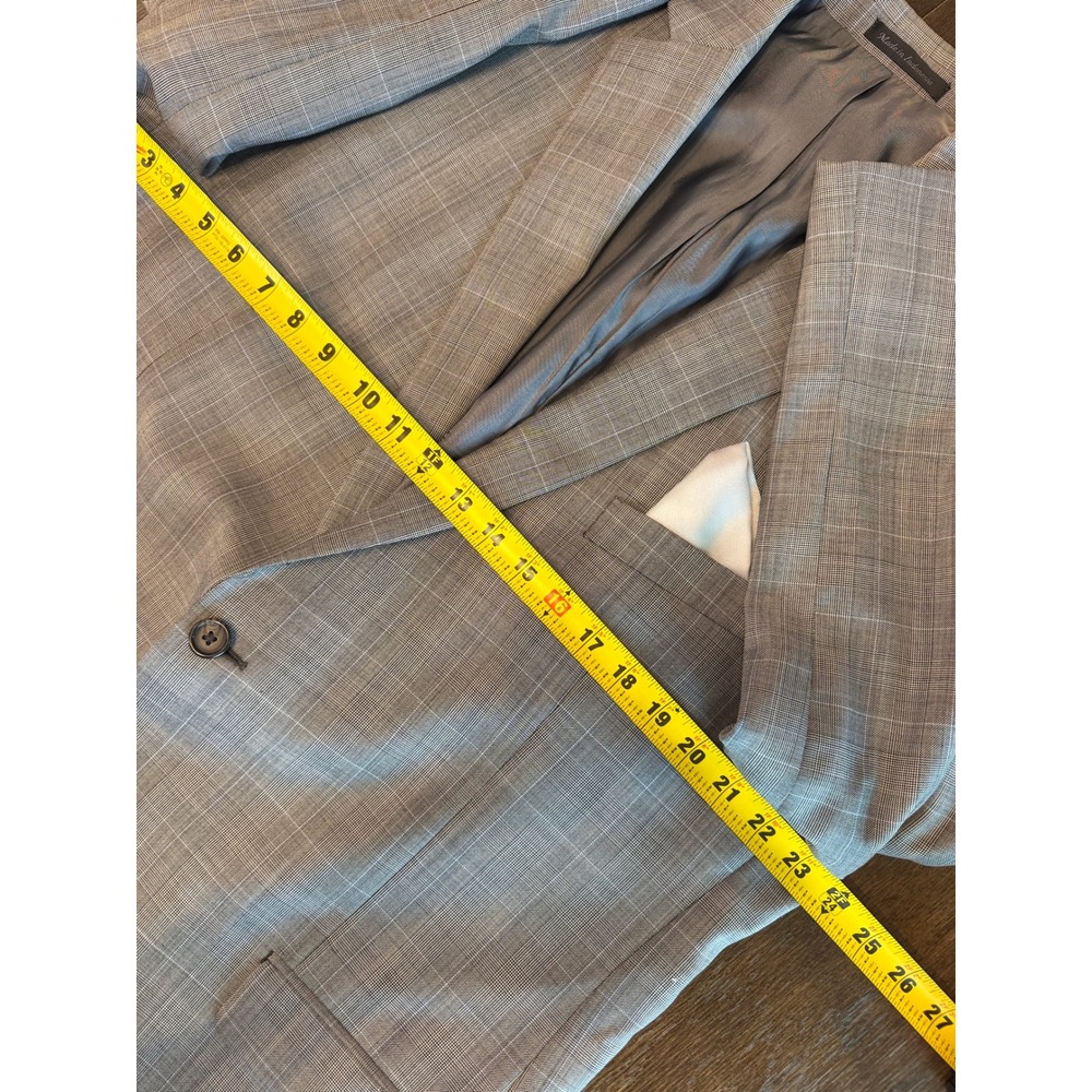 Lauren Ralph Lauren Mens 46R Grey Glen Plaid 100% Wool Suit Pleated Cuffed - Picture 14 of 15